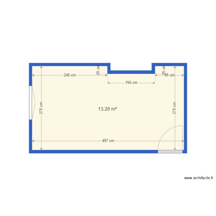 client Carole. Plan de 1 pièce et 13 m2