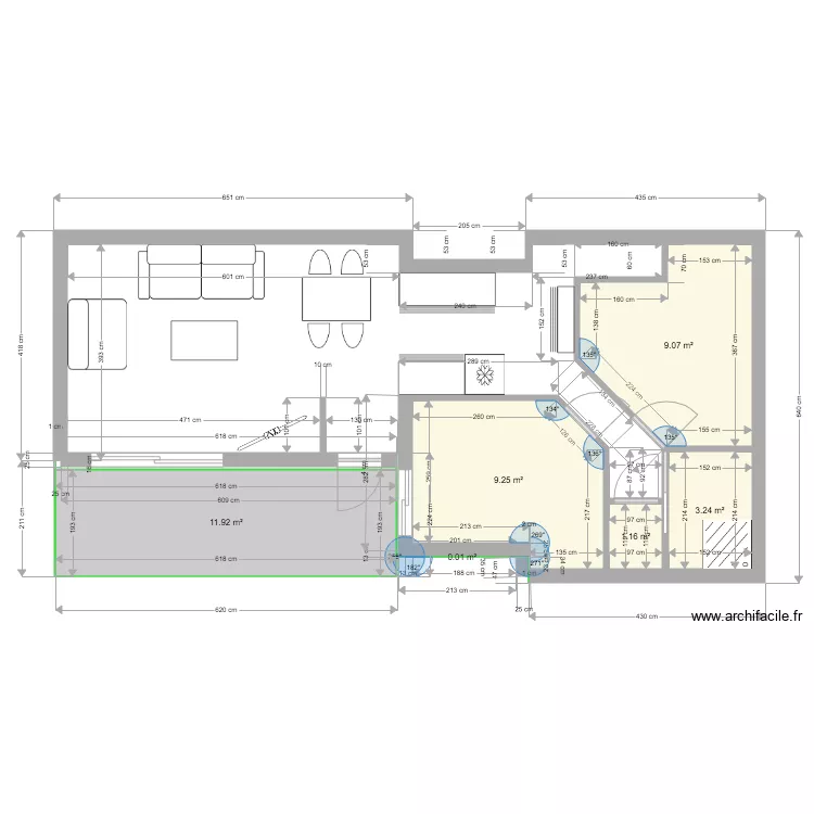 extension 2 CHAMBRES ARRIERES. Plan de 