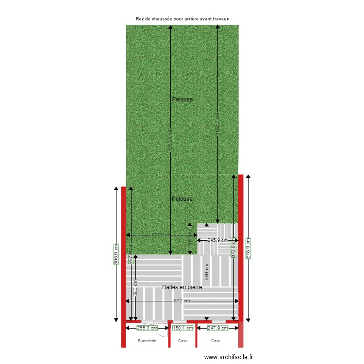 202009212142 Rez de chaussée cour arrière avant travaux. Plan de 0 pièce et 0 m2