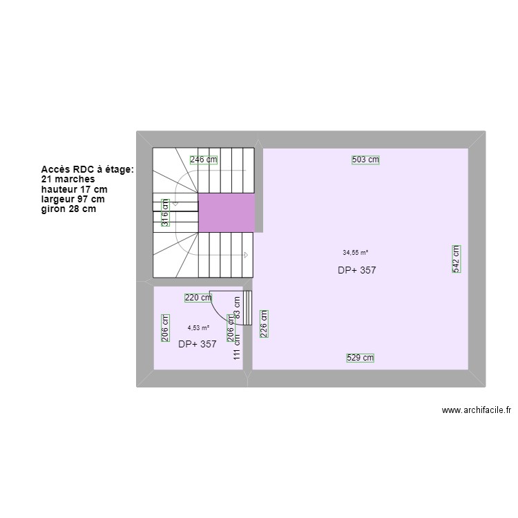 BAB ETAGE AVANT TRAVAUX. Plan de 3 pièces et 41 m2