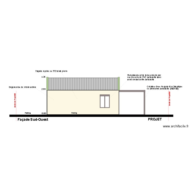 Façade Sud Ouest Projet 2. Plan de 0 pièce et 0 m2