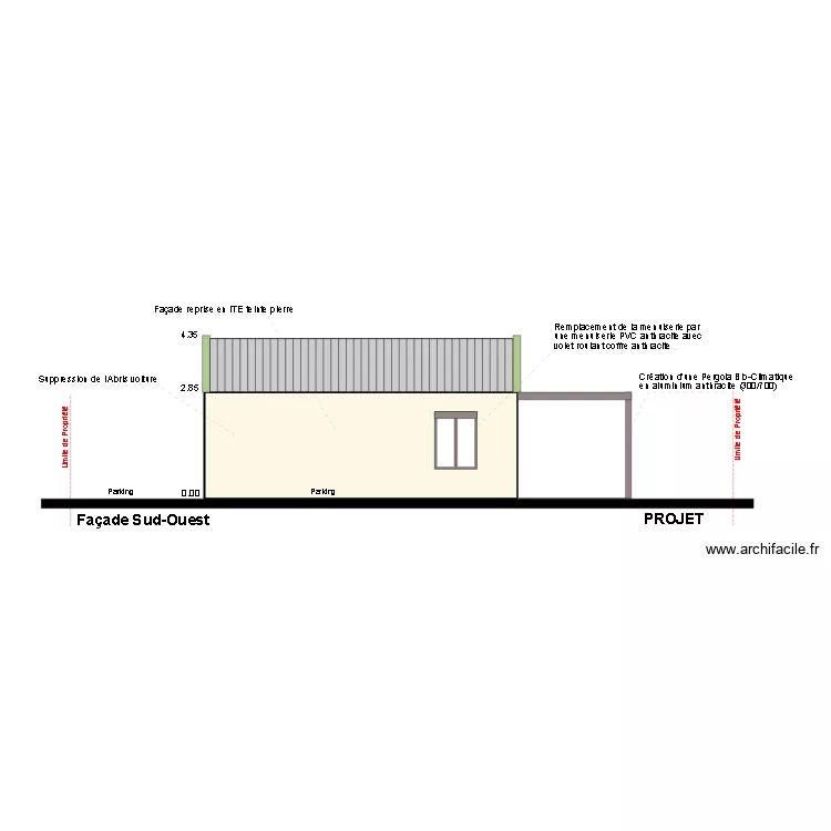 Fa&ccedil;ade Sud Ouest Projet 2. Plan de 