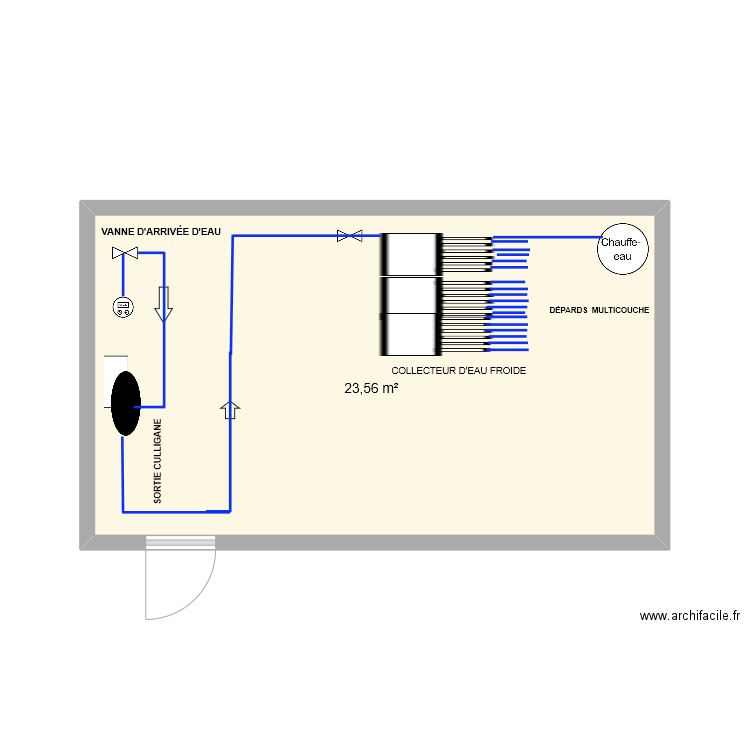 BRANCHEMENT D'EAU  SEGUIN. Plan de 1 pièce et 24 m2