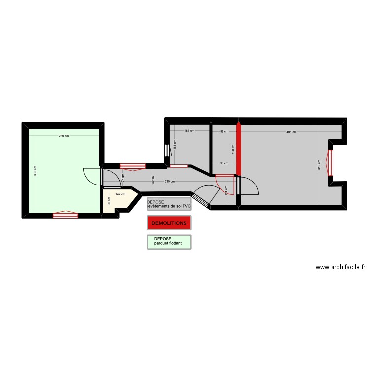 PLAN DES DEMOLITIONS. Plan de 9 pièces et 35 m2