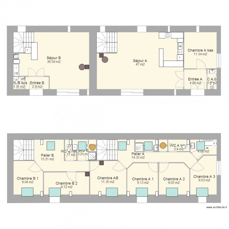 Laugny 2015 04 08 avec correction sous pente et velux. Plan de 0 pièce et 0 m2