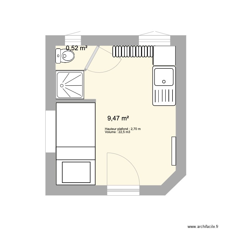 Petit studio commun 7 Foch avec décence. Plan de 0 pièce et 0 m2