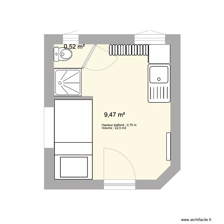 Petit studio commun 7 Foch avec décence. Plan de Petit studio commun 7 Foch avec décence. Plan de