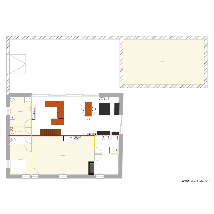 projet maison atelier cour. Plan de 