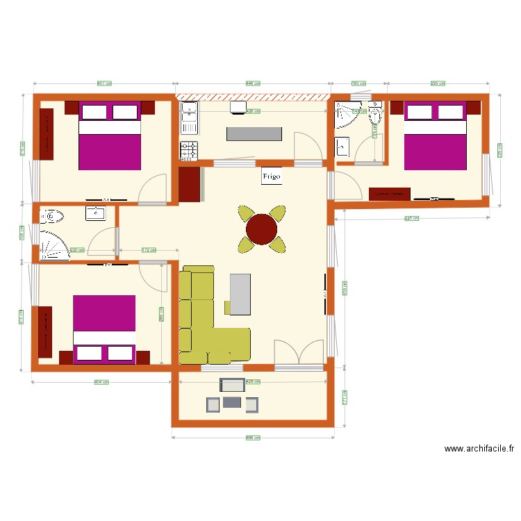 musalac maison frame. Plan de 7 pièces et 77 m2