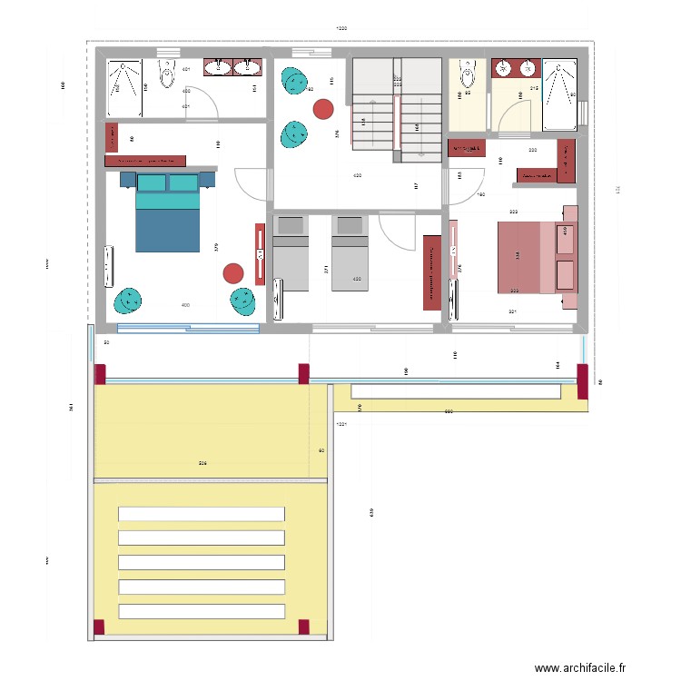 villa 2 étage. Plan de 2 pièces et 21 m2