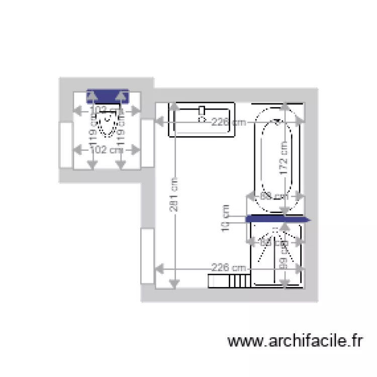 maison salle de bain WC. Plan de 
