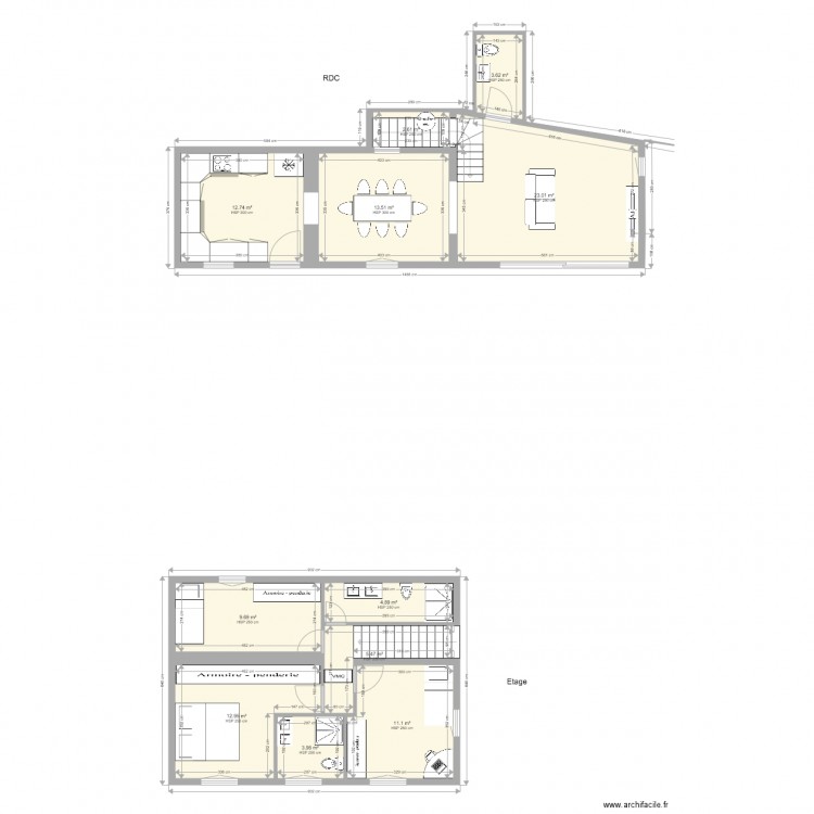 obs2n2. Plan de 11 pièces et 104 m2