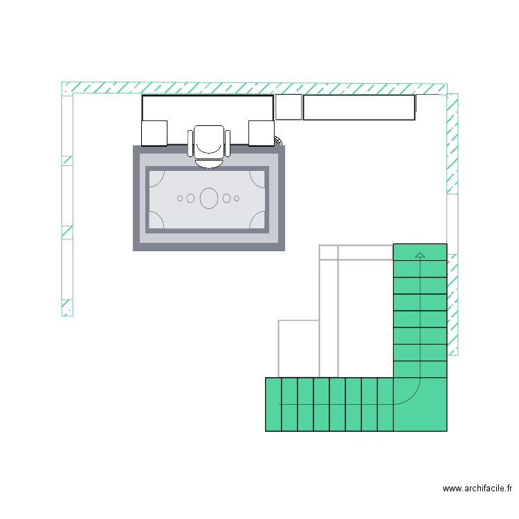 bureau 2000. Plan de 4 pièces et 1 m2