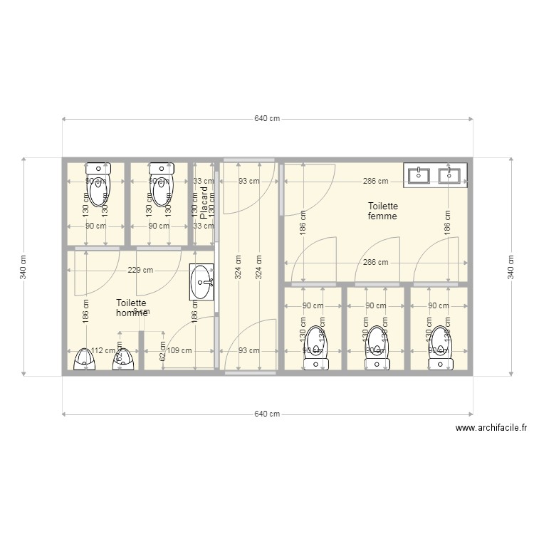 Sanitaire salle séminaire cotation. Plan de 0 pièce et 0 m2