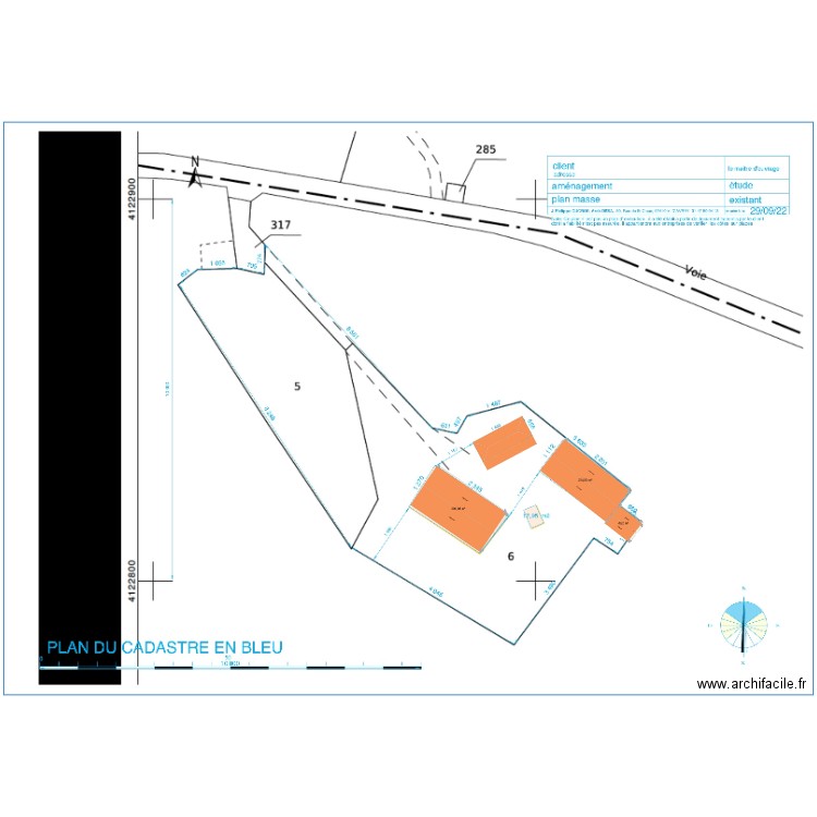 PLAN DE MASSE EXISTANT D'APRES CADASTRE. Plan de 0 pièce et 0 m2