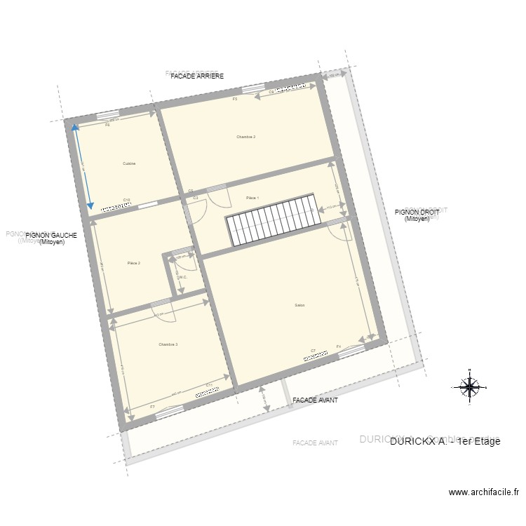 DURICKX A_Rez-de-chaussée_revu avec cotes. Plan de 12 pièces et 499 m2
