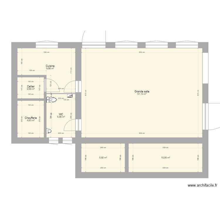 Grande salle rebreuve. Plan de 0 pièce et 0 m2