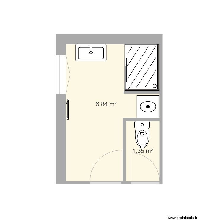 salle de bain villo 2. Plan de 2 pièces et 8 m2