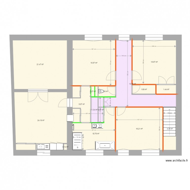 plan Cloisons étage. Plan de 0 pièce et 0 m2