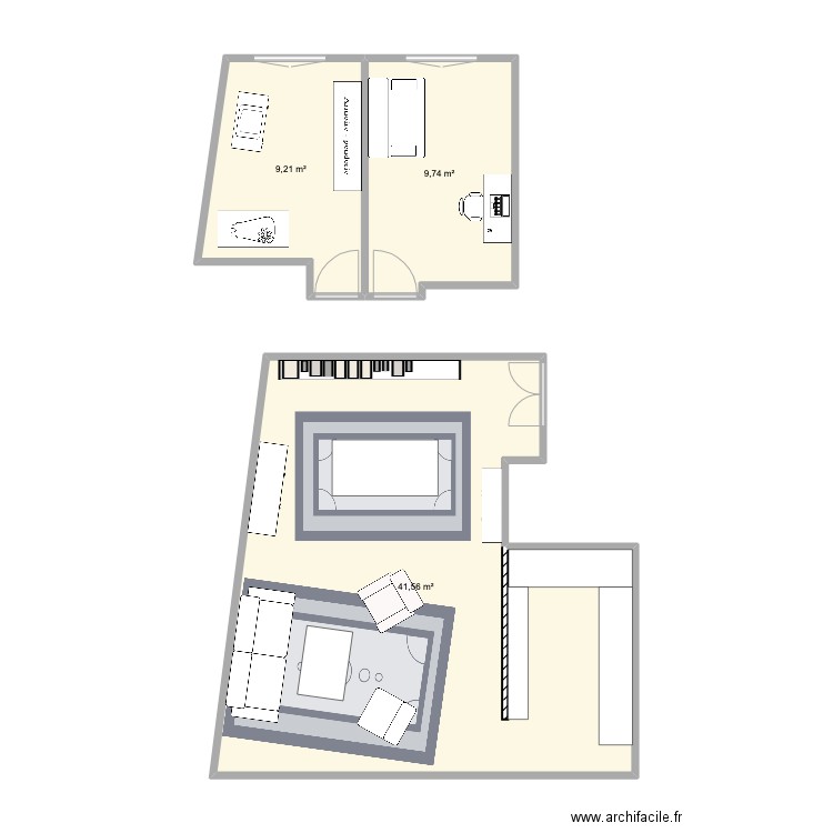 Lyon. Plan de 3 pièces et 61 m2