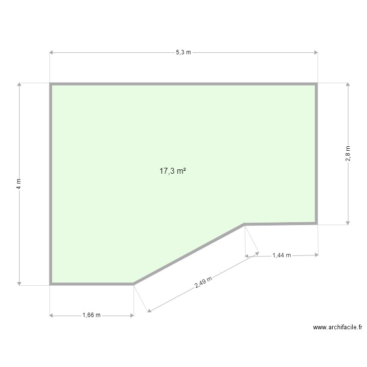 zone derriere garage. Plan de 1 pièce et 17 m2