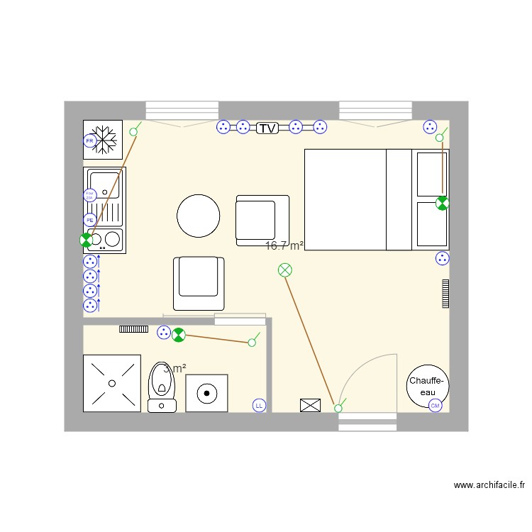 lgb studio 20m2. Plan de 0 pièce et 0 m2