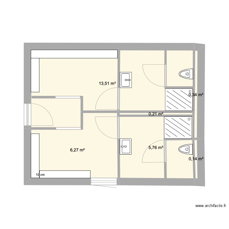 Via Juris vestiaires. Plan de 6 pièces et 26 m2