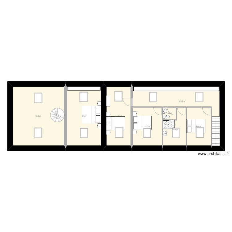 Etage maison V2. Plan de 0 pièce et 0 m2