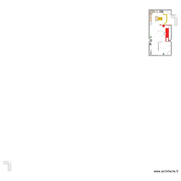 Cui sam salon avec lumi&egrave;res. Plan de 