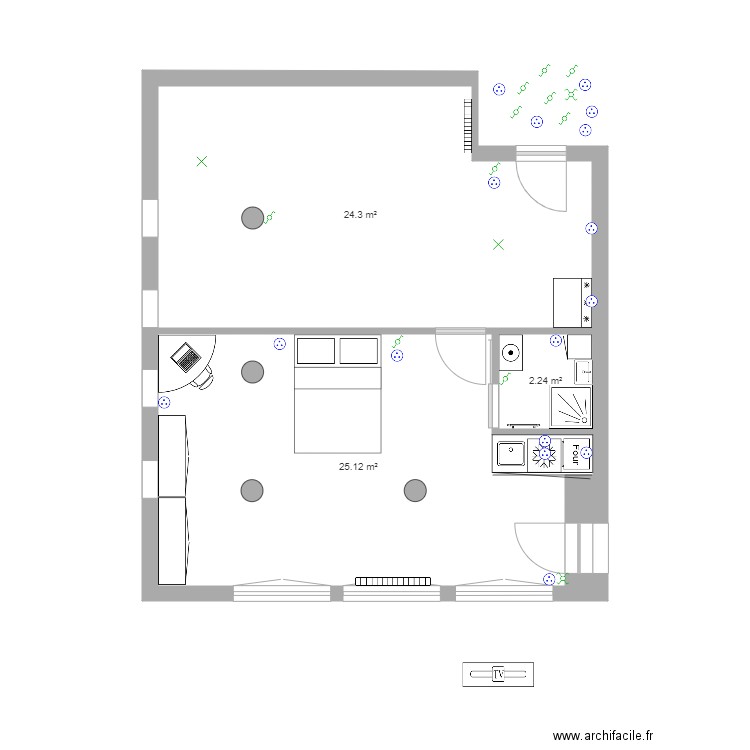 Sous sol Meublé 2. Plan de 0 pièce et 0 m2