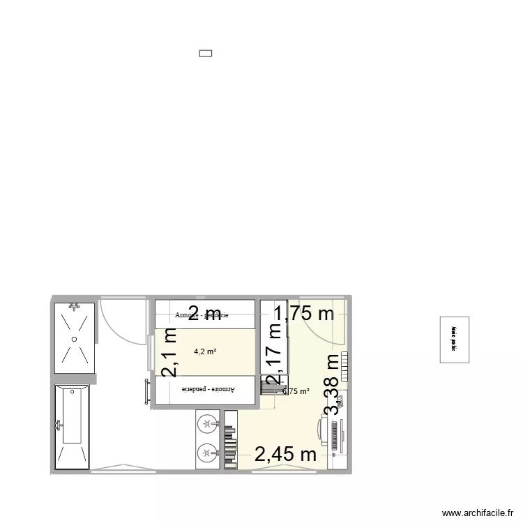 bureau SDB. Plan de 2 et 11 m² bureau SDB. Plan de 2 et 11 m²