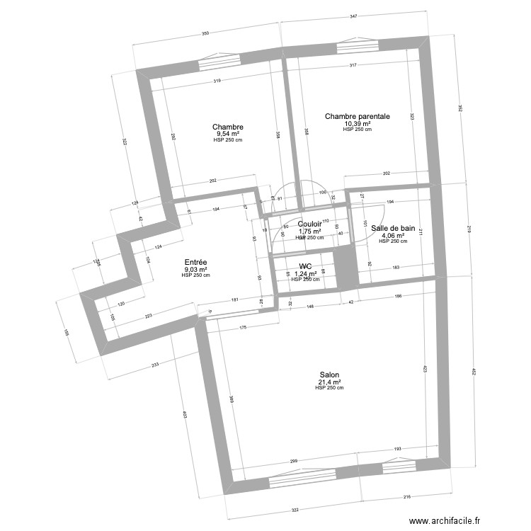 plan lieu saint. Plan de 8 pièces et 58 m2