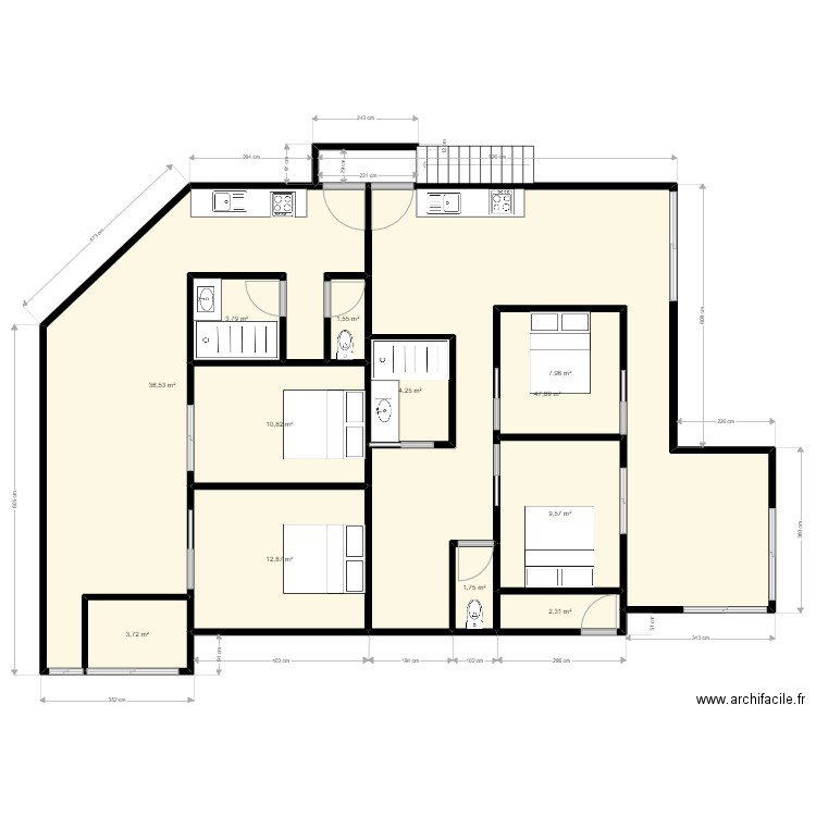 amenagement maison ETAGE PROJET. Plan de 12 pièces et 143 m2