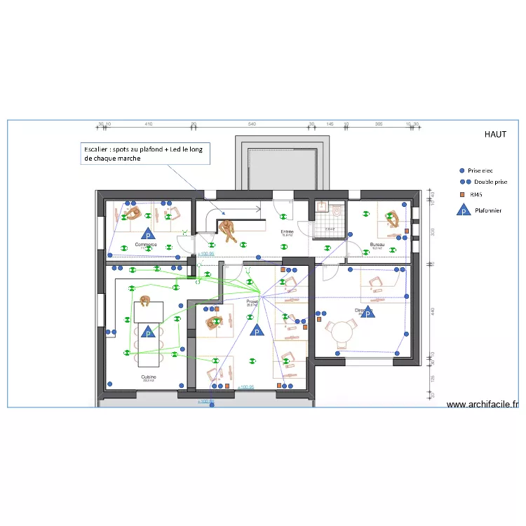 route eguille &eacute;tage. Plan de 
