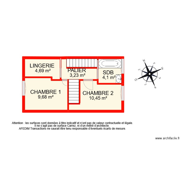 BI 8945 ETAGE 1. Plan de 6 pièces et 34 m2