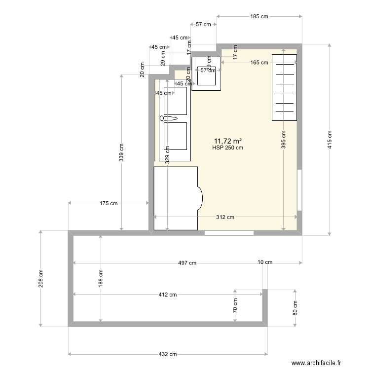 CHSEL BATTERIE double Hobart . Plan de 1 pièce et 12 m2