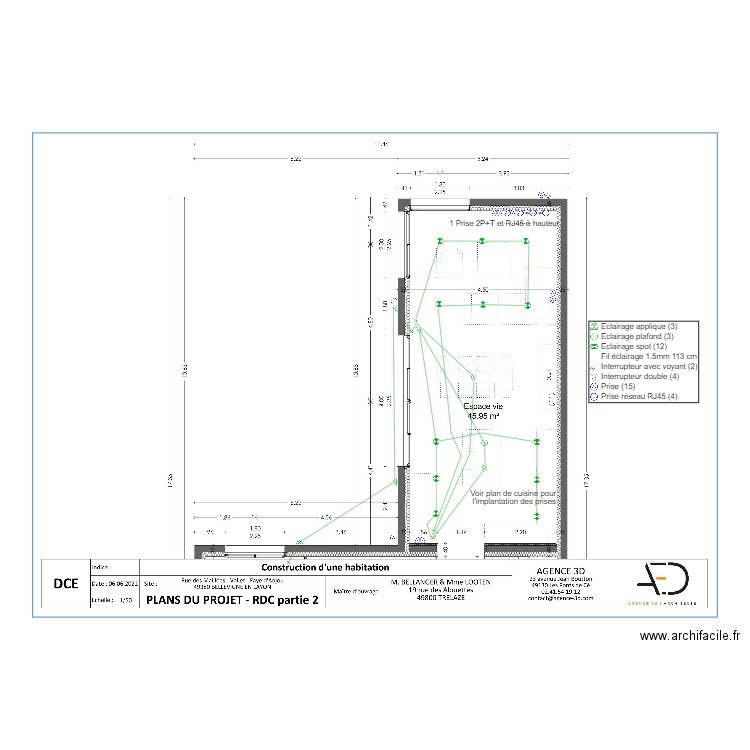 Plan Electrique RDC 2 Bellanger Looten. Plan de 0 pièce et 0 m2