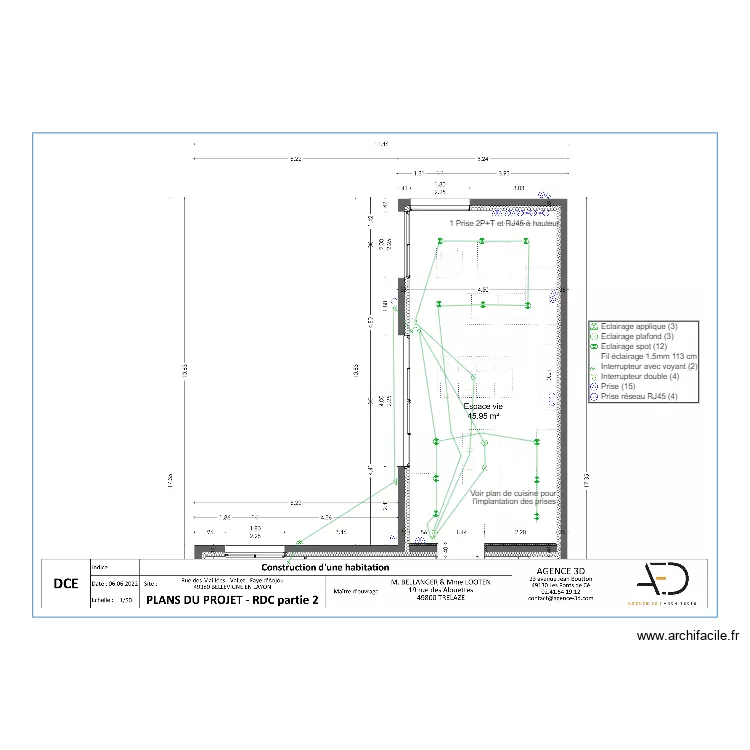 Plan Electrique RDC 2 Bellanger Looten. Plan de Plan Electrique RDC 2 Bellanger Looten. Plan de