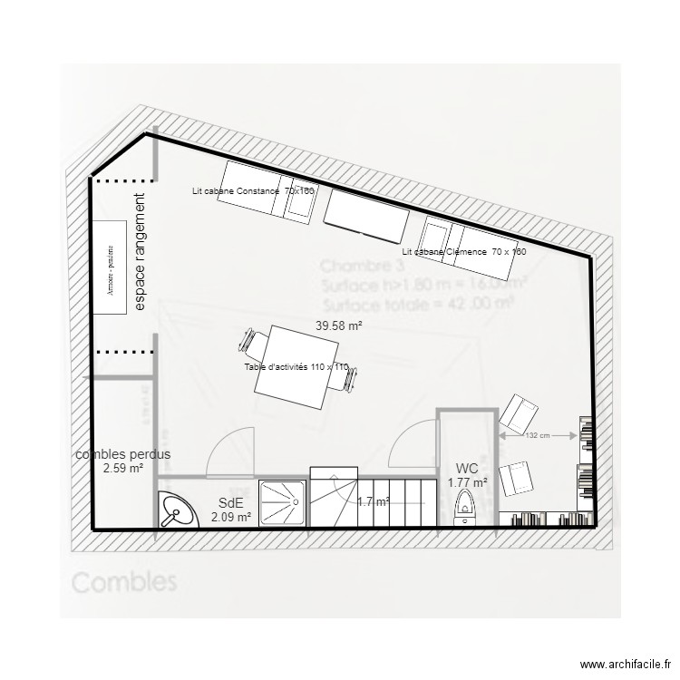 FAMILLE PONROY       COMBLES autre version. Plan de 0 pièce et 0 m2