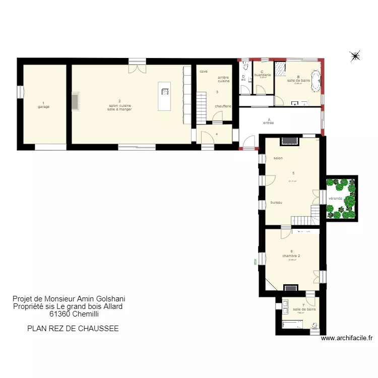  plan maison Grand bois Allard  RDC client. Plan de 
