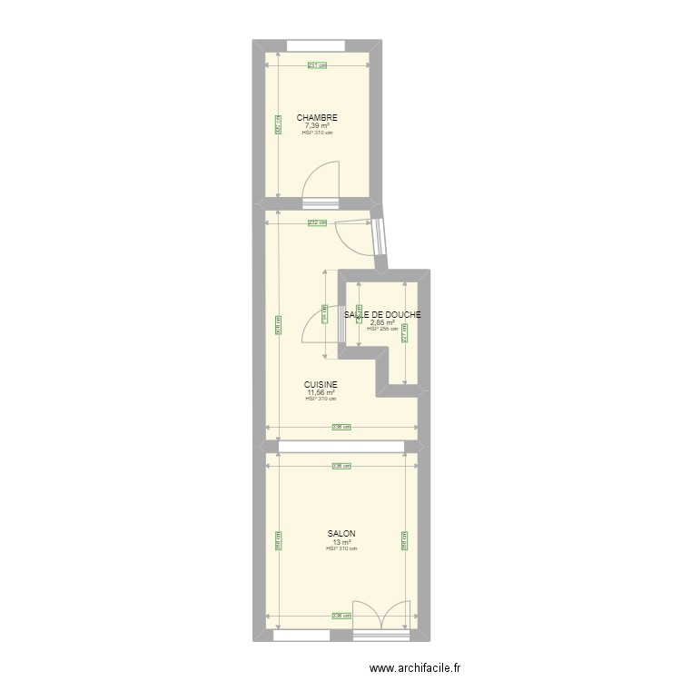 PLAN COMBATTANTS. Plan de 4 pièces et 35 m2