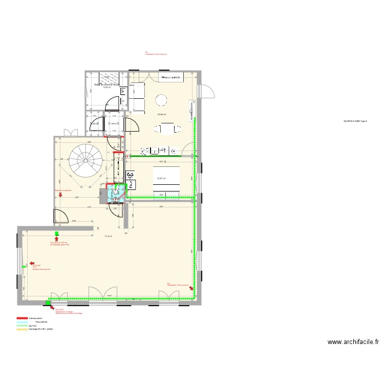 rez de chaussée v3 2 pieces. Plan de 0 pièce et 0 m2