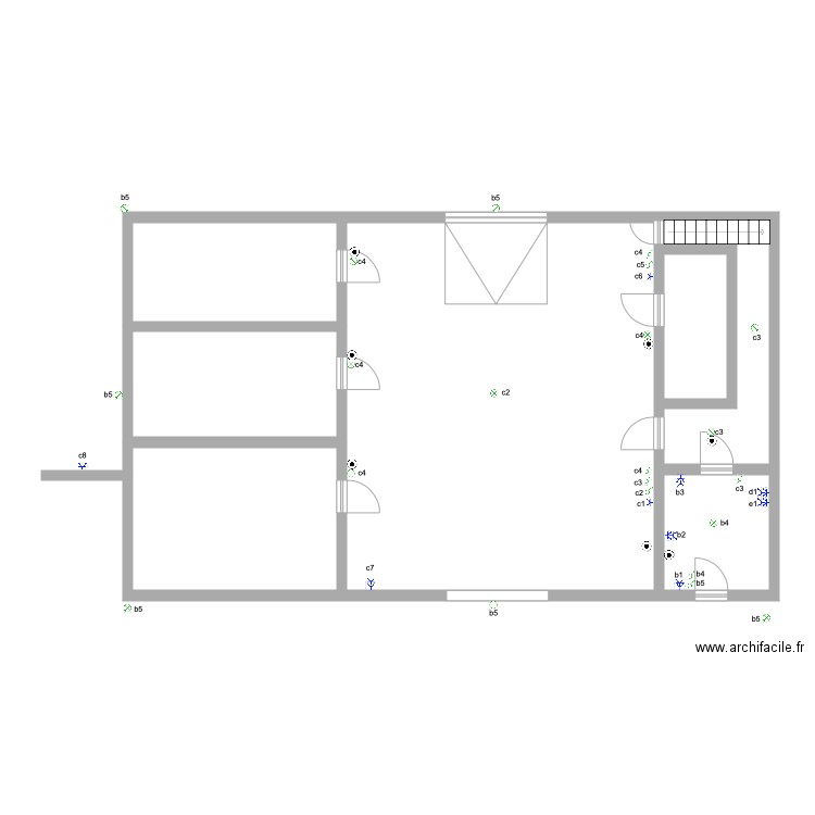 Blc150 grange. Plan de 7 pièces et 132 m2