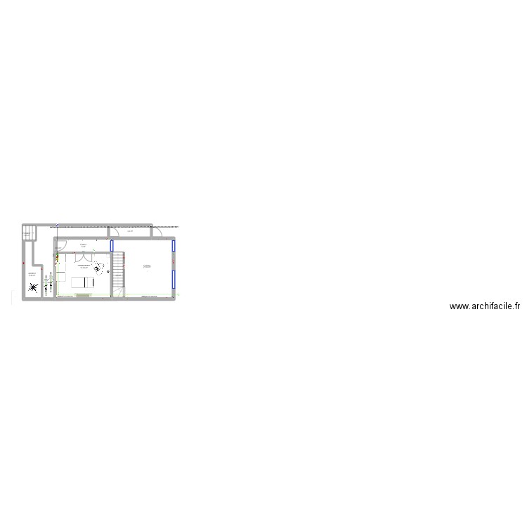 Arquenne hall bureau wc salon. Plan de 8 pièces et 70 m2