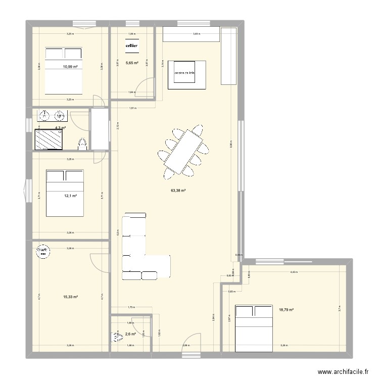 HERM 2. Plan de 8 pièces et 133 m2