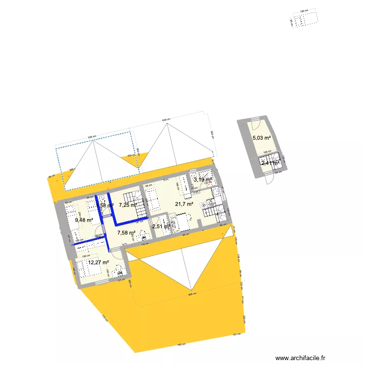 PRIEUX intérieur 1ER studio et trois chambres. Plan de PRIEUX intérieur 1ER studio et trois chambres. Plan de