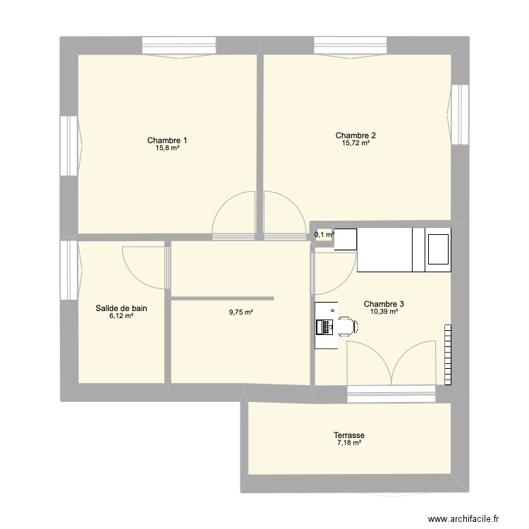 68300 test 1. Plan de 15 pièces et 130 m2