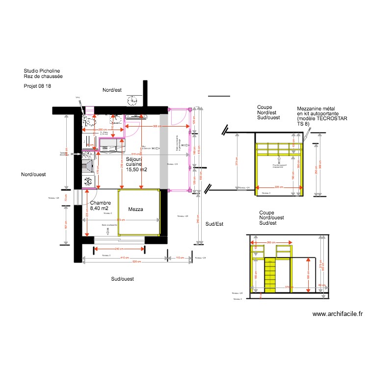 Studio Picholine Rez de chauss&eacute;e 07 18 R&eacute;hausse 2. Plan de 0 pièce et 0 m2