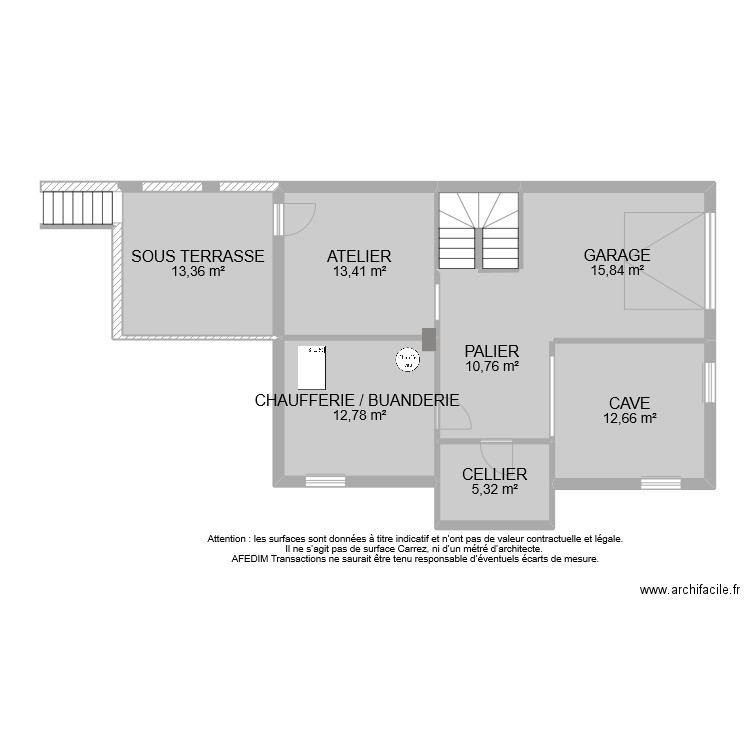 BI 10740 SOUS SOL. Plan de 8 pièces et 87 m2