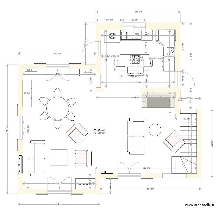 Cuisine et salon Mayac  V1. Plan de 0 pièce et 0 m2